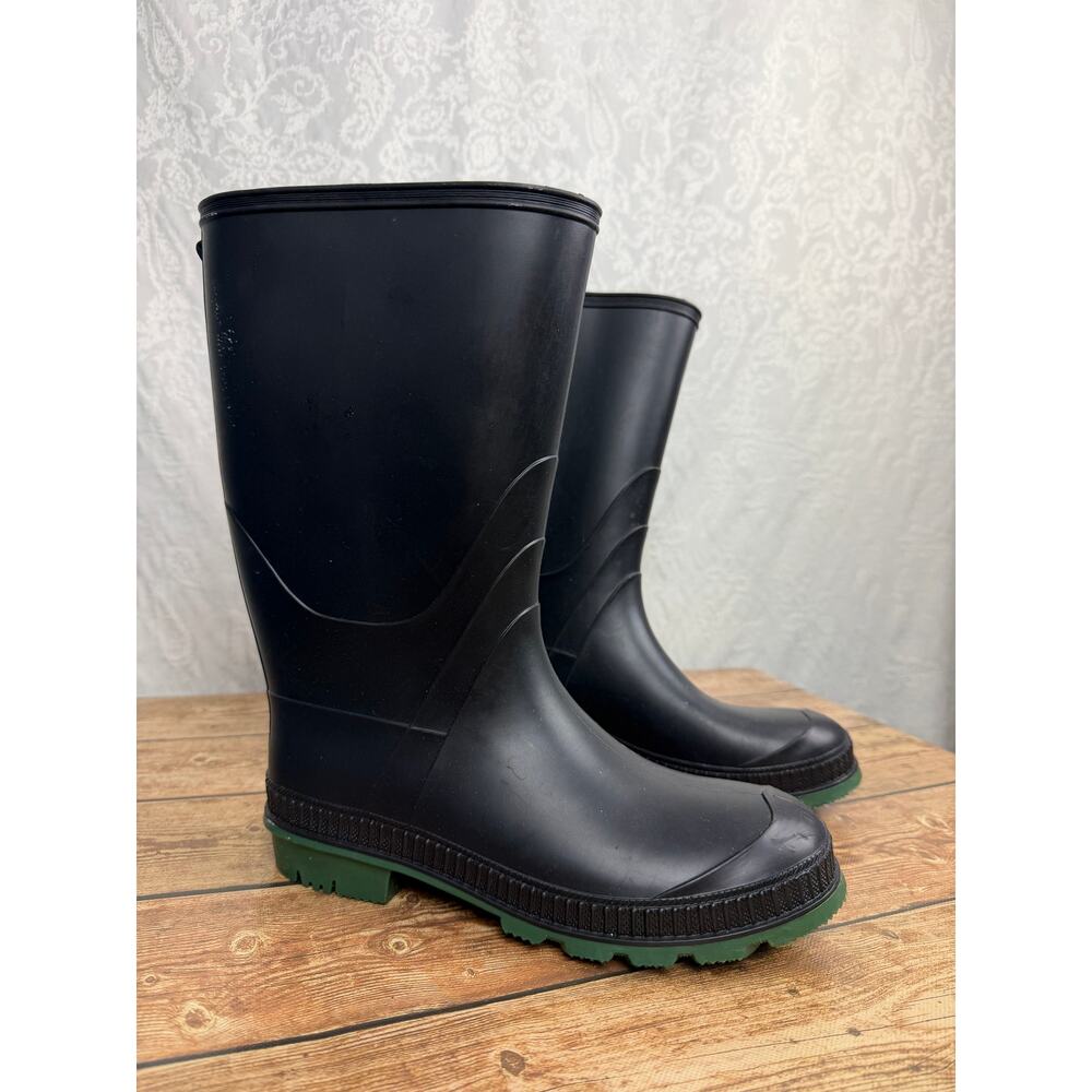 Women's Size 9 Black Rubber Rain Boots Made in Canada Green Sole Waterproof - Picture 2 of 8